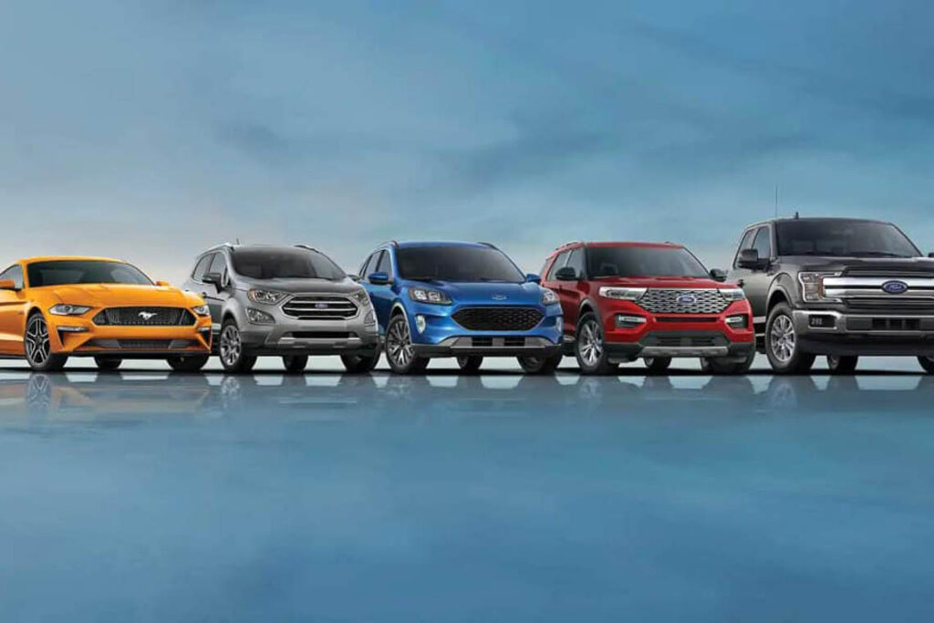 sunrise ford ford lineup yellow gray blue red black vehicle variety