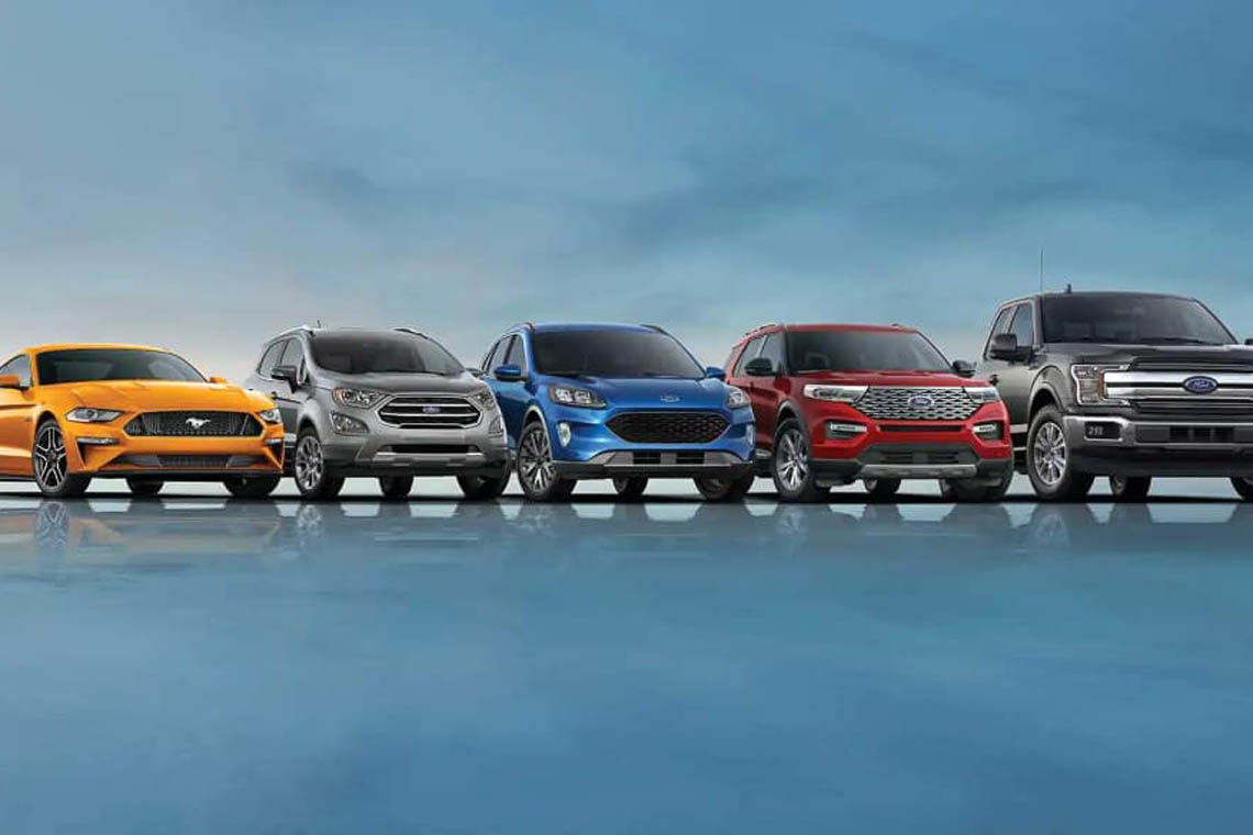 sunrise ford ford lineup yellow gray blue red black vehicle variety